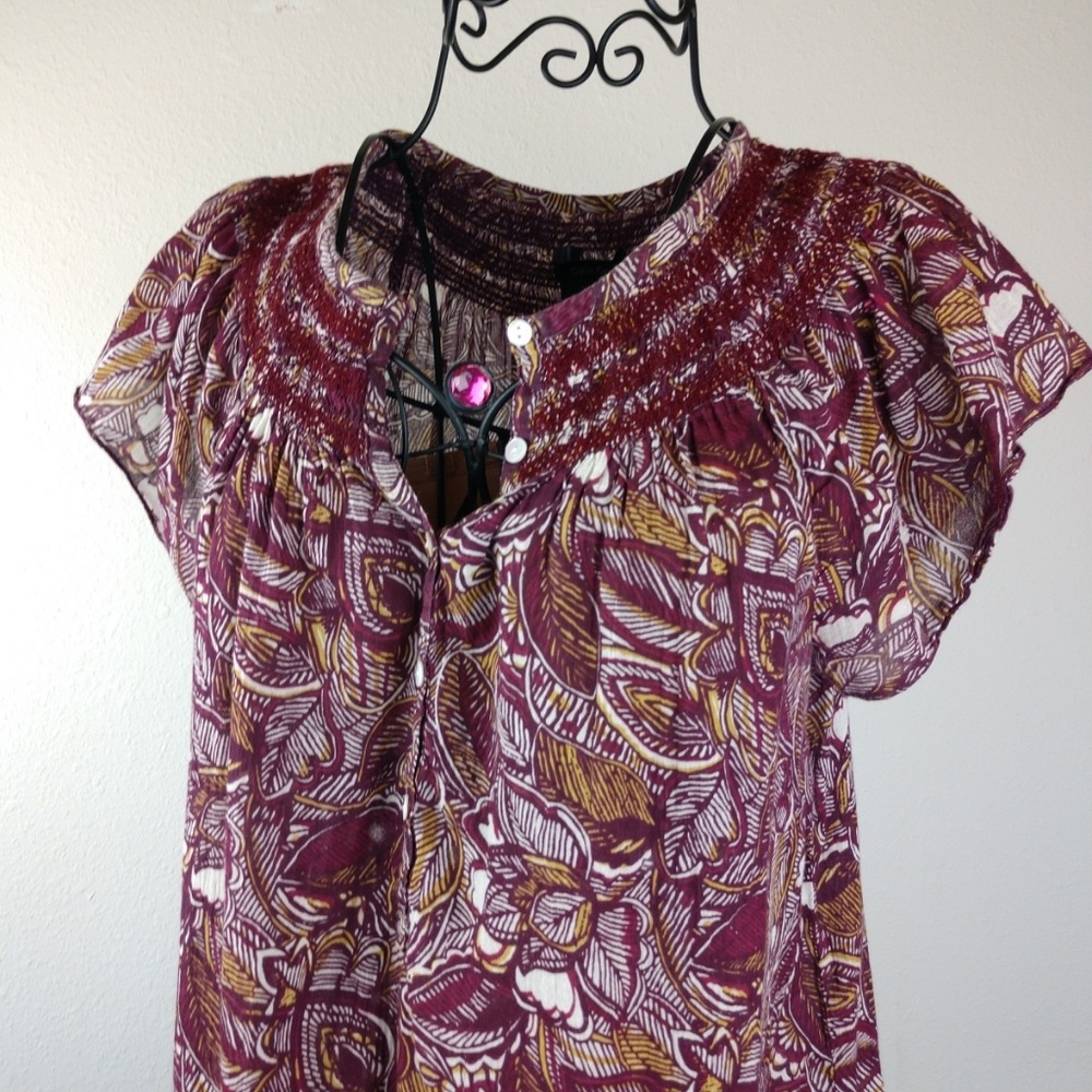 Calvin Klein Jeans Tiki Tribal Smocked Tunic sz L